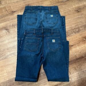 (2) Pairs Carhartt Rugged Flex Jeans Sz 34x32
